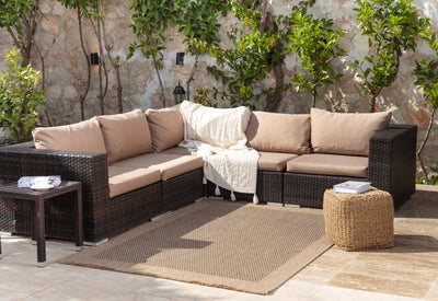 Tapis d'Extérieur/Intérieur Aspect Jute Beige/Noir Burlington