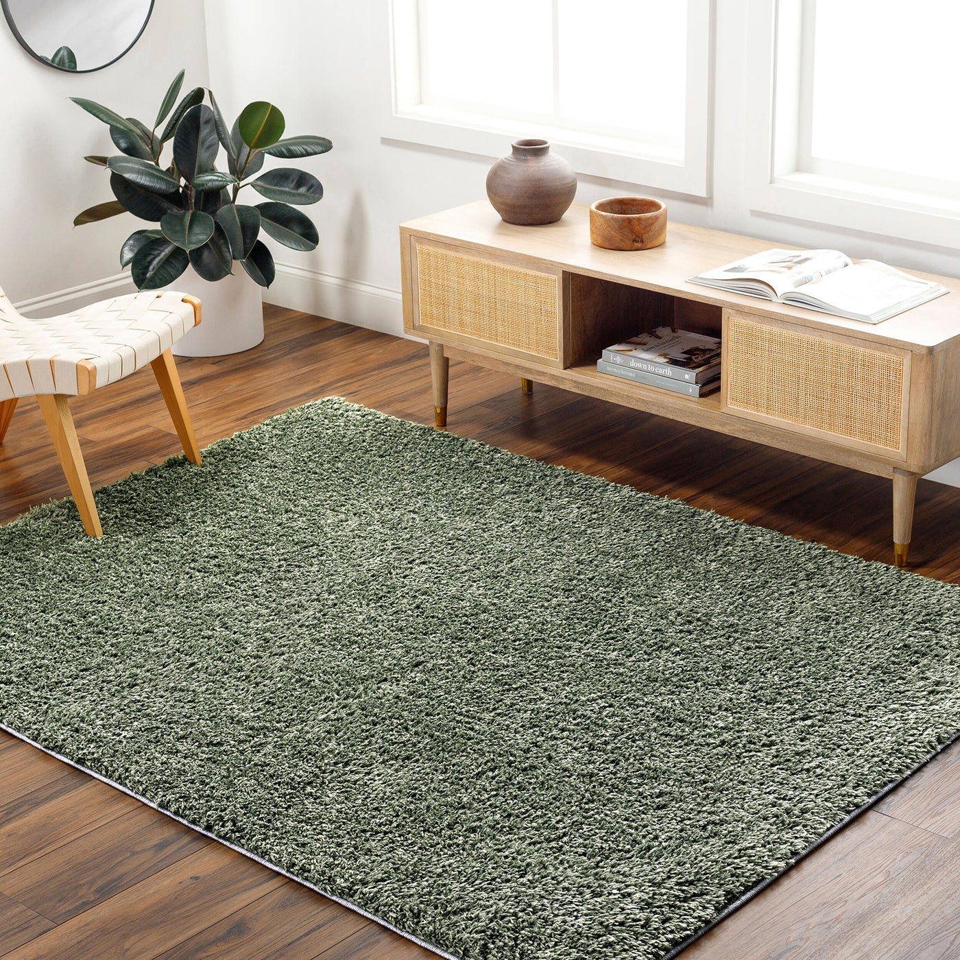 Tapis Shaggy Moderne Vert Dadu