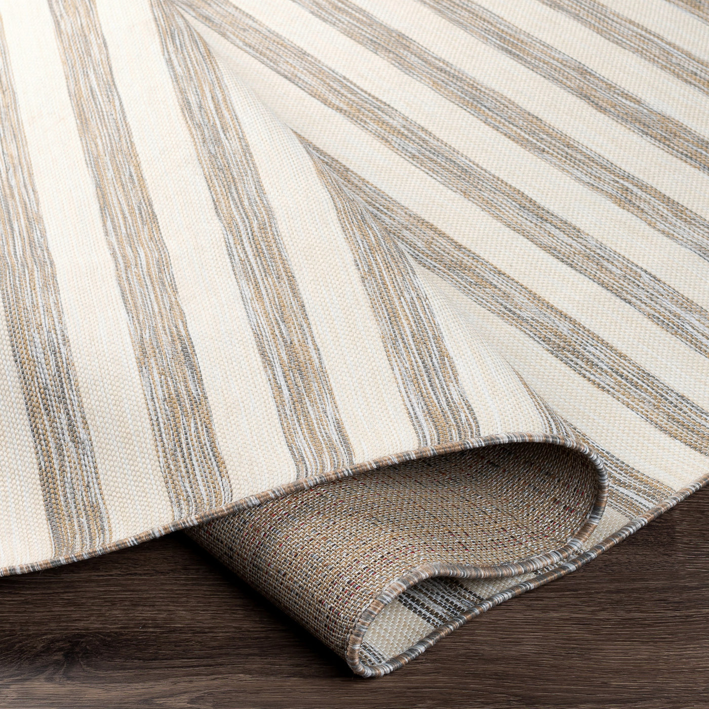 Tapis d'Extérieur/Intérieur Rayé Beige/Ivoire Hofu