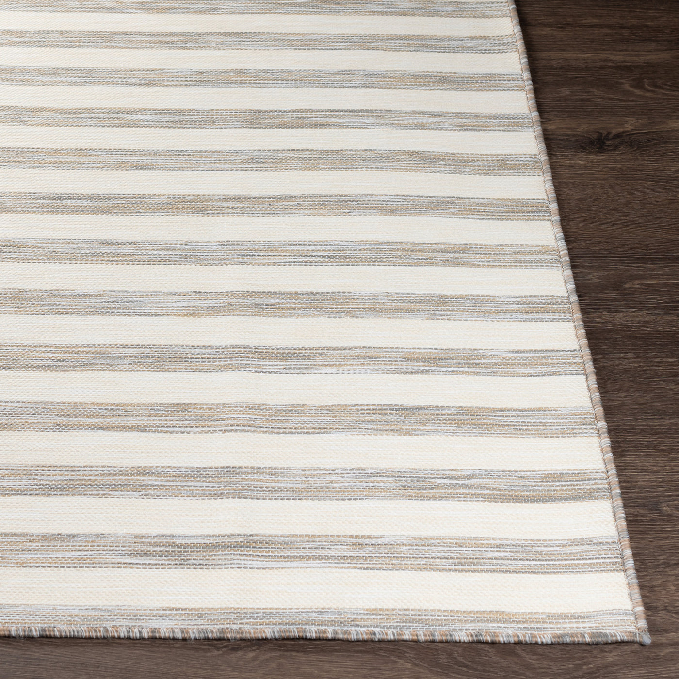 Tapis d'Extérieur/Intérieur Rayé Beige/Ivoire Hofu