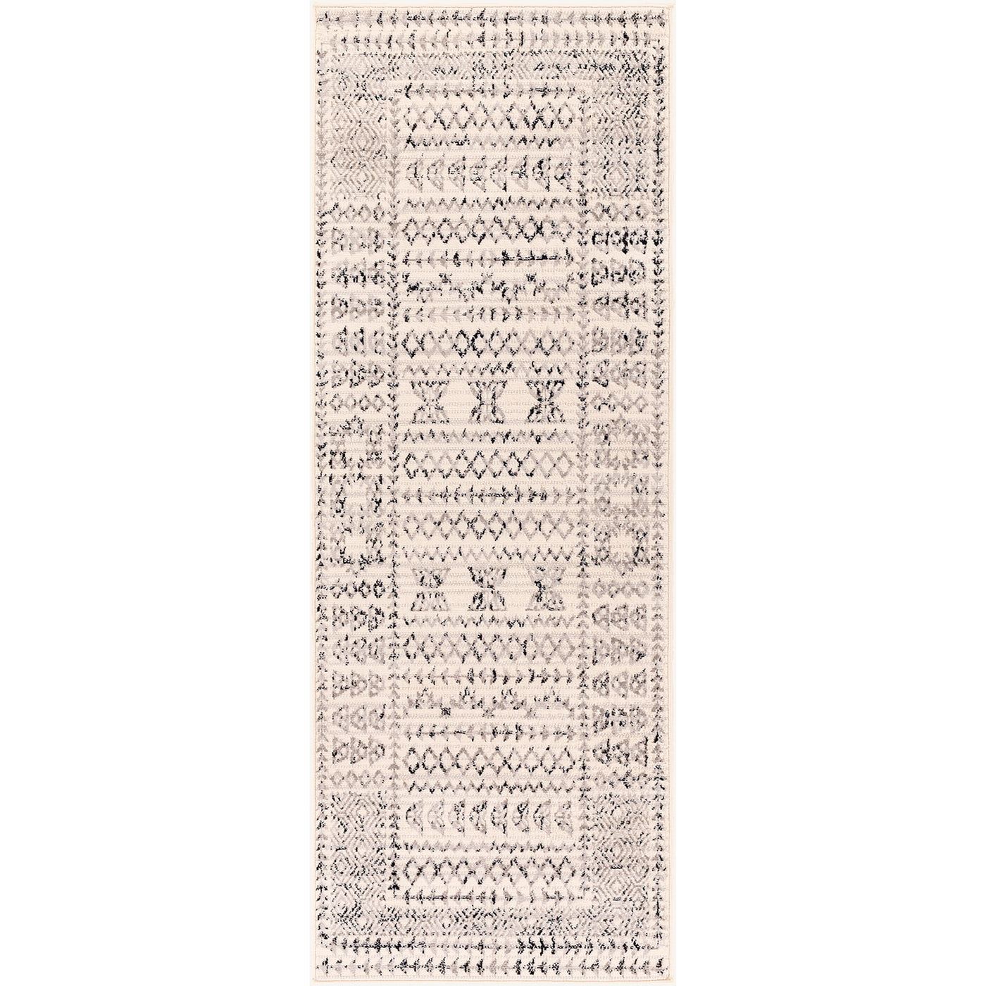 Tapis de Couloir Scandinave Bohème Blanc/Noir Ipoh