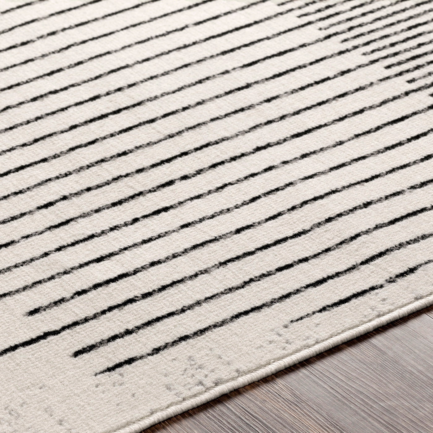 Tapis de Couloir Scandinave Moderne Blanc/Noir Santiago