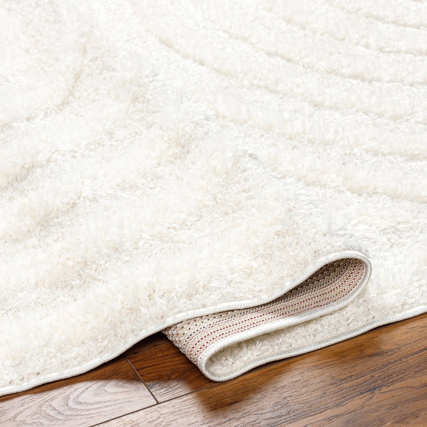 Tapis Shaggy Moderne Beige/Blanc