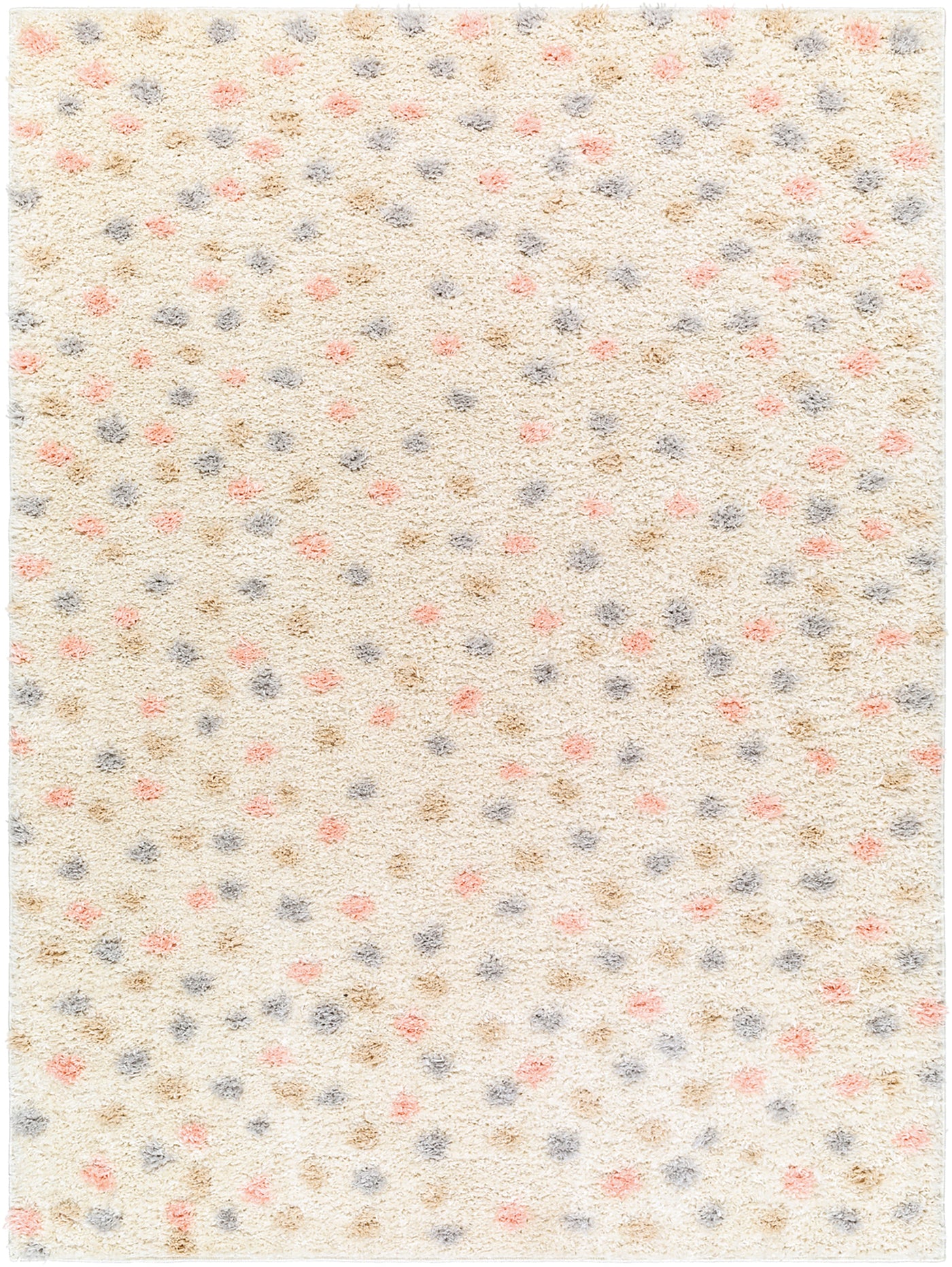 Tapis Shaggy à Pois Multicolore/Beige