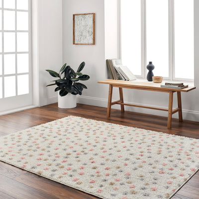 Tapis Shaggy à Pois Multicolore/Beige