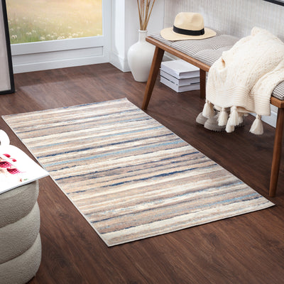 Tapis Scandinave Moderne Blanc/Gris/Bleu Dusel