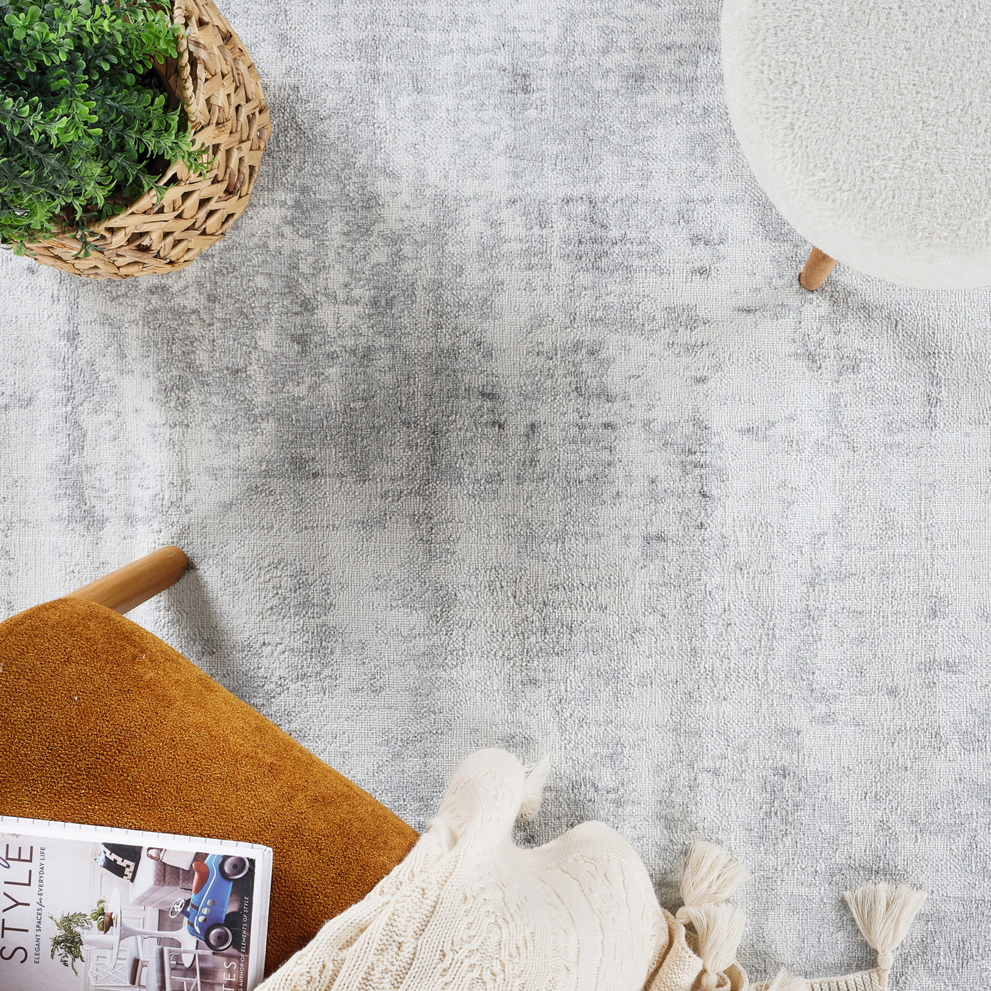 Tapis de Couloir Abstrait Utrecht Moderne Blanc/Gris