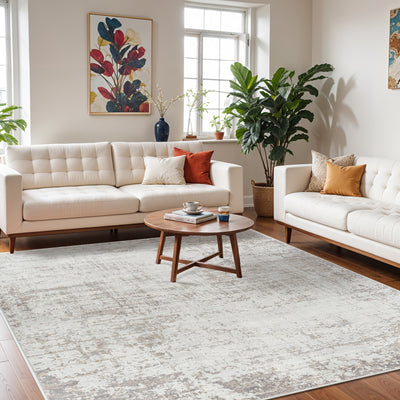 Tapis Abstrait Utrecht Moderne Gris/Marron