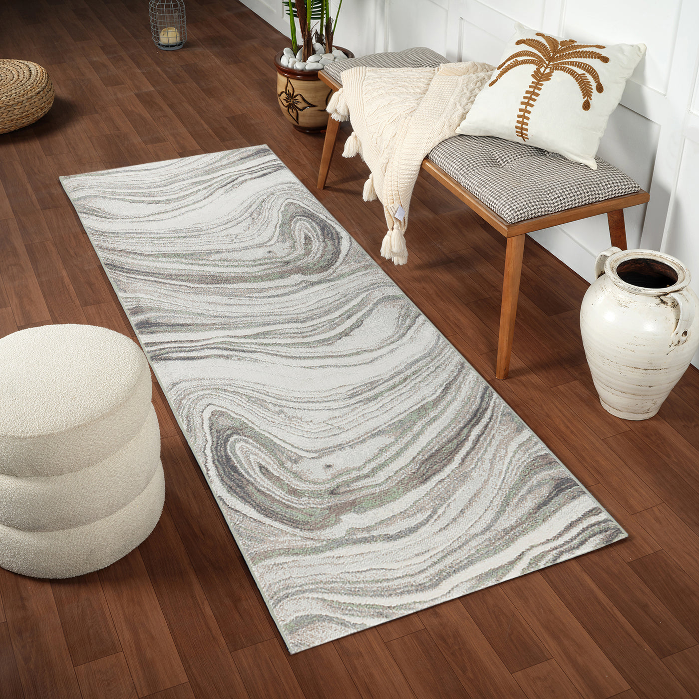 Tapis de Couloir Scandinave Moderne Gris/Brun Kochi