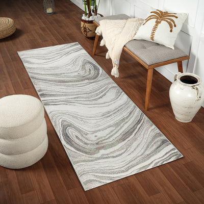 Tapis de Couloir Scandinave Moderne Gris/Brun Kochi