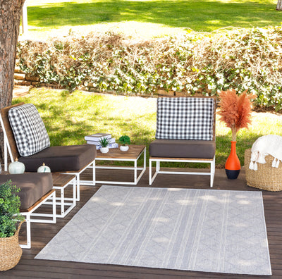 Tapis d'Extérieur/Intérieur Gris/Ivoire  Hebi