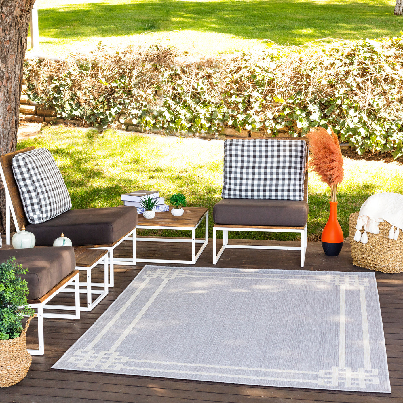 Tapis d'Extérieur/Intérieur Gris/Ivoire  Heerlen