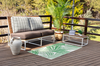 Tapis d'Extérieur/Intérieur Vert/Ivoire Hoya
