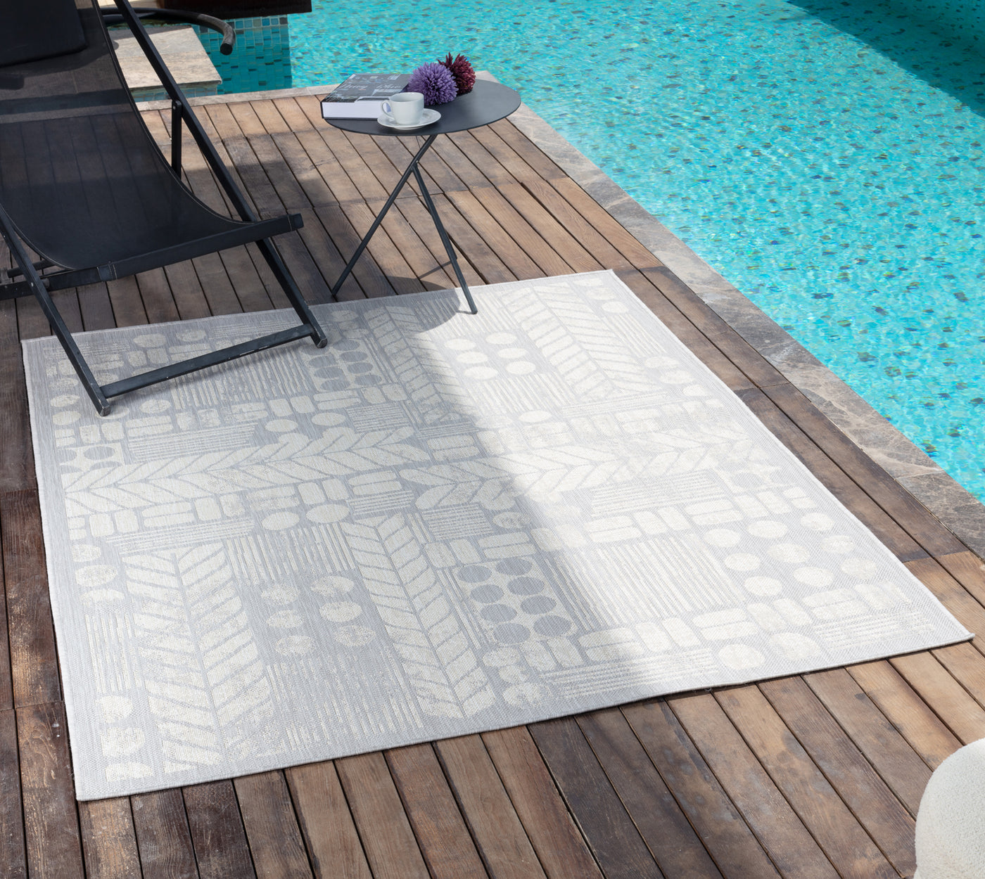Tapis d'Extérieur/Intérieur Gris/Ivoire Jixi