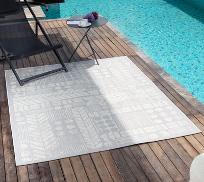 Tapis d'Extérieur/Intérieur Gris/Ivoire Jixi