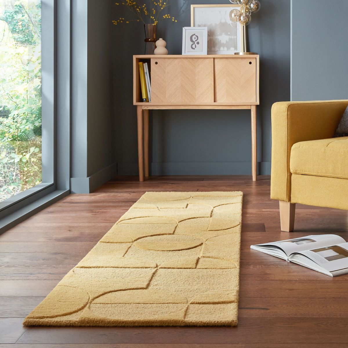 Tapis de couloir en laine Gigi Jaune