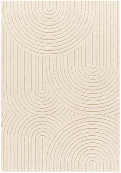 tapis relief graphique crème - hera. Vue 2 du tapis montrant des détails angle.