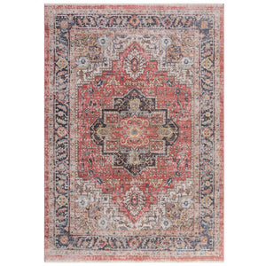 tapis dahria rouge aux motifs traditionnels sur fond blanc