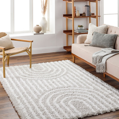 Tapis Shaggy Scandinave Blanc/Gris Sochi