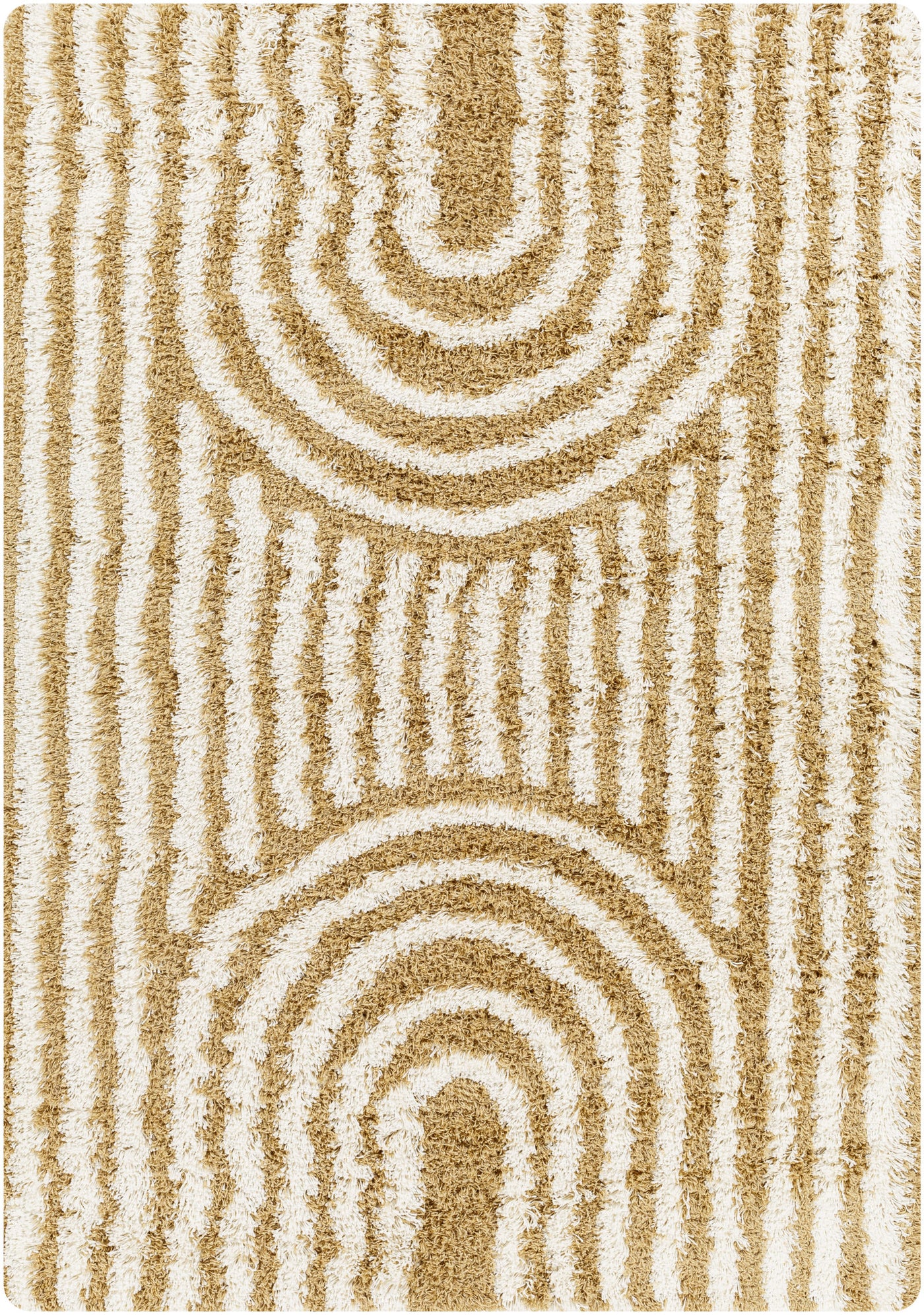 Tapis Shaggy Scandinave Blanc/Ocre Sochi