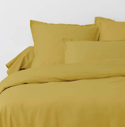 Drap housse jaune 160x200cm 100% coton